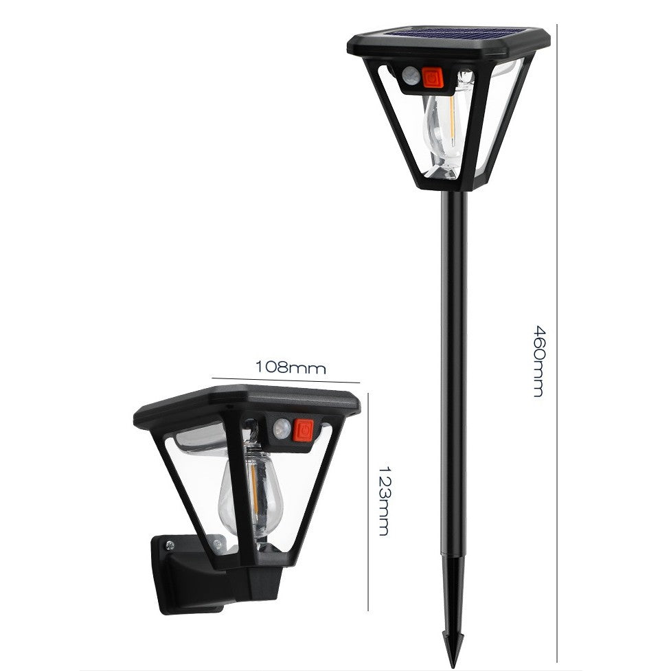 Lampa Solara LED, Vivimall, Tip Felinar, pentru Perete/Sol, 10.8 x 12.3 x 46 cm, 3 Moduri, Lumina Calda, din ABS si PP, Negru - vivimall.ro