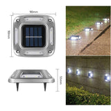 Lampa Solara Led Pentru Gradina, 8 Led-Uri, Prindere De Perete Sau Impamantare, Ip65, Forma Patrat, Material Abs Si Policarbonat, 9 X 9 Cm, Baterie 1.2V, 600 Mah, Alb Rece - vivimall.ro