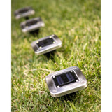 Lampa solara LED pentru gradina Vivimall, 8 LED-uri, prindere de perete sau impamantare, IP65, forma patrat, material ABS si Policarbonat, 9 x 9 cm, baterie 1.2V, 600 mah, alb rece - vivimall.ro