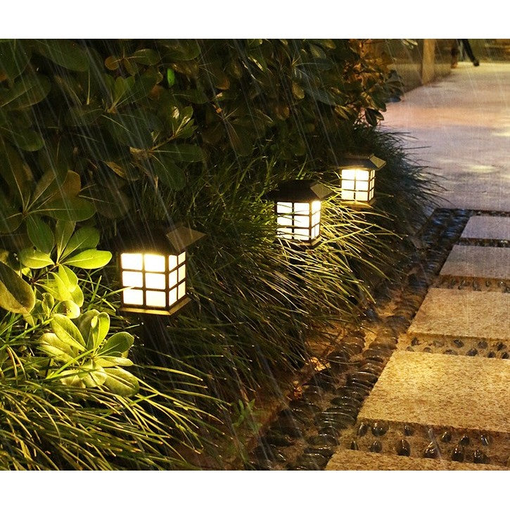 Set 2 Lampa solara Led pentru gradina, Tip felinar, Vivimall, Alb cald - vivimall.ro