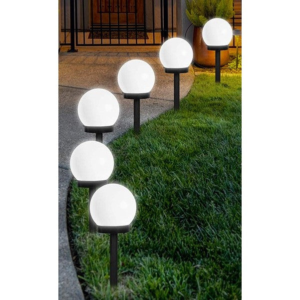 Set 2 Lampi Solare LED, Sferice, Tip Glob Vivimall, Diametru 10 cm, Alb rece - vivimall.ro