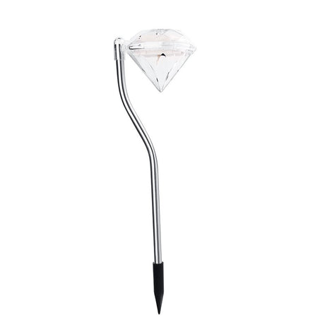 Lampa solara LED tip Diamant pentru gradina Vivimall, inaltime 30 cm, 2V, ABS, 600mAh, alb rece - vivimall.ro