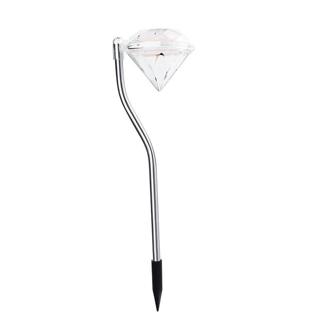 Lampa solara LED tip Diamant pentru gradina Vivimall, inaltime 30 cm, 2V, ABS, 600mAh, multicolor - vivimall.ro