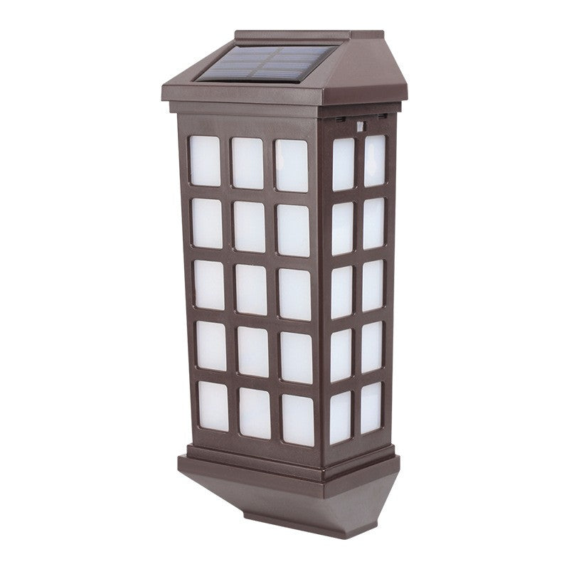 Lampa solara LED tip Felinar pentru perete Vivimall, 23 x 9 cm, 1.2V, ABS, 600mAh, rezistent la apa, alb rece - vivimall.ro