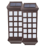 Lampa solara LED tip Felinar pentru perete Vivimall, Set din 2 Buc, 23 x 9 cm, 1.2V, ABS, 600mAh, Rezistent la Apa, Tip lumina alb cald, Maro - vivimall.ro