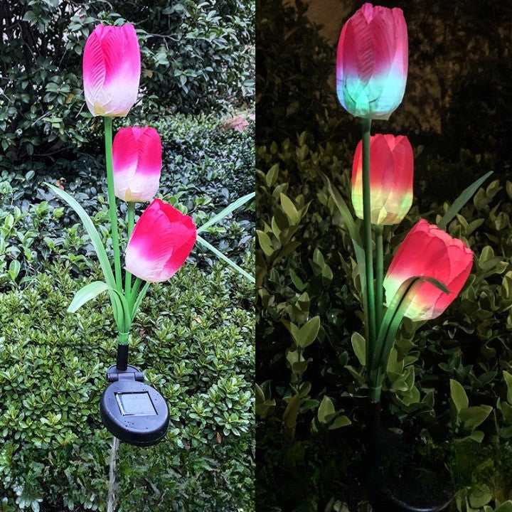 Napelemes lámpa tulipánokkal 3 virággal | BrightLeaf