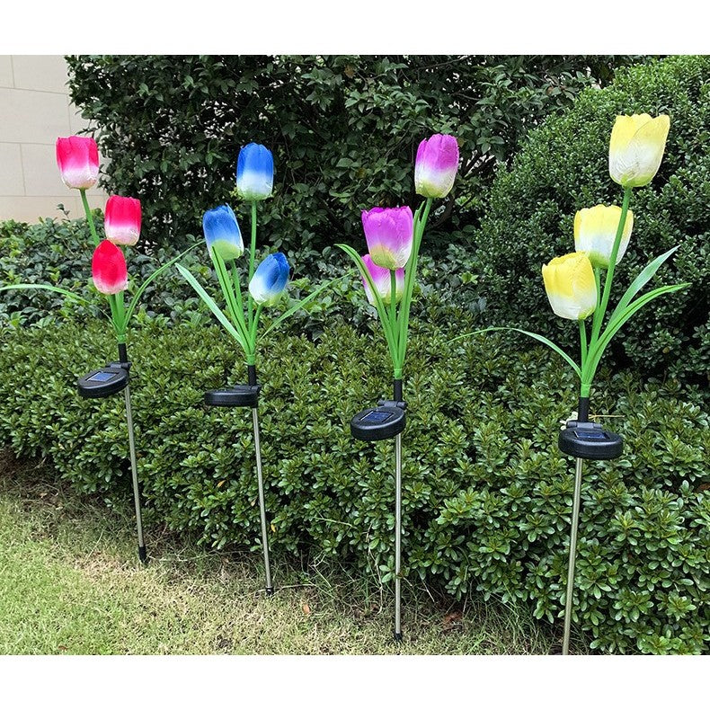 Napelemes lámpa tulipánokkal 3 virággal | BrightLeaf