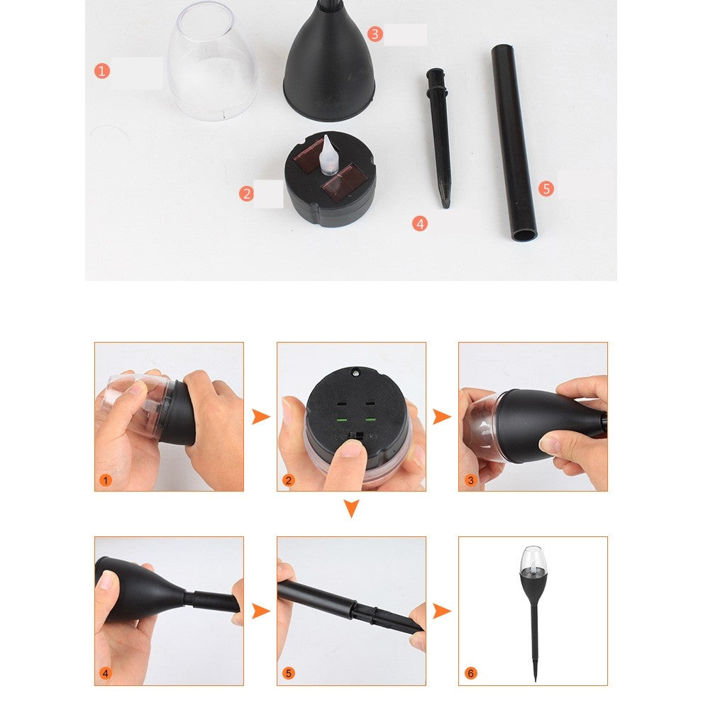 Lampa Solara Led Tip Pahar De Vin Pentru Gradina, Inaltime 37.5 Cm, Efect De Flacara, Material Pvc Si Abs, 2V, 200Mah, Alb Cald - vivimall.ro