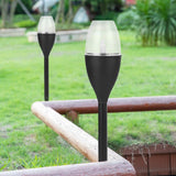 Lampa Solara Led Tip Pahar De Vin Pentru Gradina, Inaltime 37.5 Cm, Efect De Flacara, Material Pvc Si Abs, 2V, 200Mah, Alb Cald - vivimall.ro