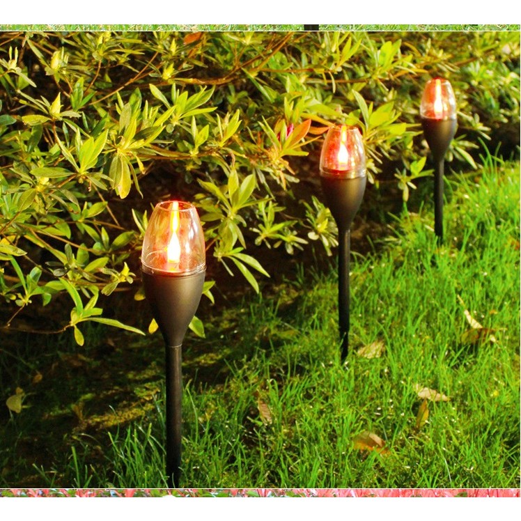 Lampa solara LED tip pahar de vin pentru gradina Vivimall, inaltime 37.5 cm, efect de flacara, material PVC si ABS, 2V, 200mAh, multicolor - vivimall.ro