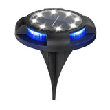Lampa solara LED tip spot pentru gradina Vivimall, cu 4 leduri laterale multicolore si 8 leduri principale alb rece, IP65, material ABS, baterie 2V, 700 mah, 11x13.5 cm, multicolor - vivimall.ro