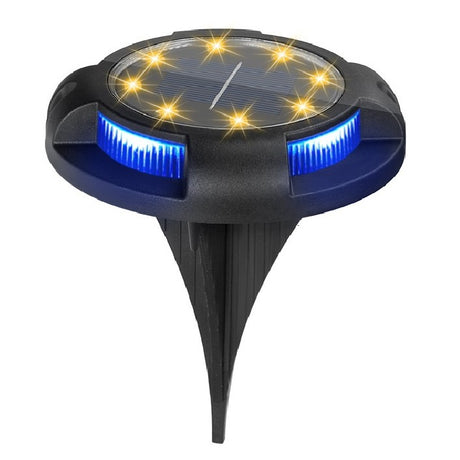 Lampa Solara Led Tip Spot Pentru Gradina, Cu 4 Leduri Laterale Multicolore Si 8 Leduri Principale Alb Cald, Ip65, Material Abs, Baterie 2V, 700 Mah, 11X13.5 Cm, Multicolor - vivimall.ro