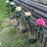 Lampa Solara LED tip Trandafir cu o floare pentru Gradina, Inaltime 75 cm, Vivimall - vivimall.ro