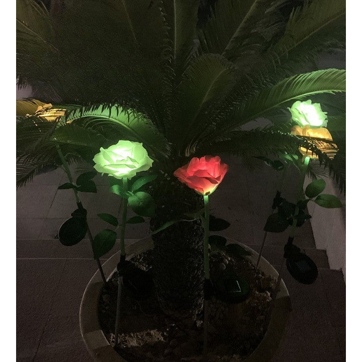 Lampa Solara LED tip Trandafir cu o floare pentru Gradina, Inaltime 75 cm, Vivimall - vivimall.ro