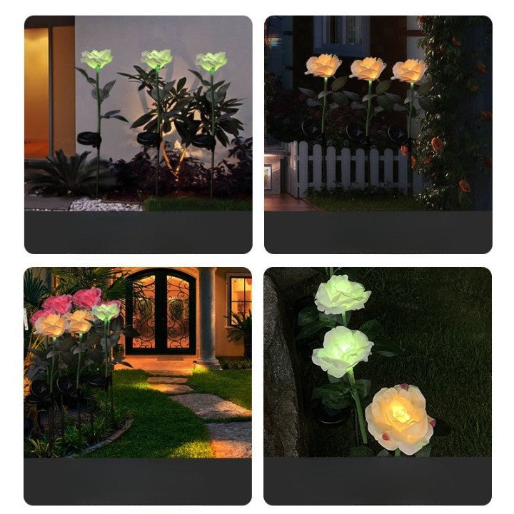 Lampa Solara LED tip Trandafir cu o floare pentru Gradina, Inaltime 75 cm, Vivimall - vivimall.ro