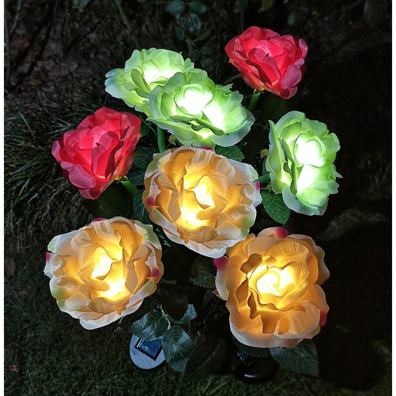 Lampa Solara LED tip Trandafir cu o floare pentru Gradina, Inaltime 75 cm, Vivimall - vivimall.ro