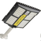 Lampa solara stradala Vivimall, cu telecomanda, senzor de miscare si lumina, suport prindere, 280 LED-uri, IP65, ABS, 12AH, 500W, temperatura culoare 6500K, 44.5x37.7x6.6 cm, autonomie 10-12 ore, negru - vivimall.ro