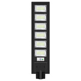 Lampa solara stradala Vivimall, cu telecomanda, senzor de miscare si lumina, suport prindere, 288 LED-uri, IP65, ABS, 15AH, 300W, temperatura culoare 6500K, 79x18.8x5 cm, autonomie 10-12 ore, negru - vivimall.ro