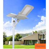 Lampa solara stradala Vivimall, IP65, senzor de lumina, 60 LED-uri SMD, 2250 lm, panou 25W, putere 200W, autonomie 12-16 ore, telecomanda, montare prin fixare, pentru strada sau gradina, finisaj mat, material ABS,  51.5 x 21 x 7.5, gri - vivimall.ro