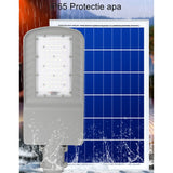 Lampa Solara Stradala, Ip65, Senzor De Lumina, 60 Led-Uri Smd, 2250 Lm, Panou 25W, Putere 200W, Autonomie 12-16 Ore, Telecomanda, Montare Prin Fixare, Pentru Strada Sau Gradina, Finisaj Mat, Material Abs, 51.5 X 21 X 7.5, Gri - vivimall.ro