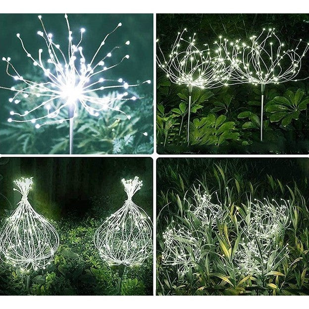 Lampa solara sub forma de artificii, 90 LED-uri, alb rece, Vivimall - vivimall.ro