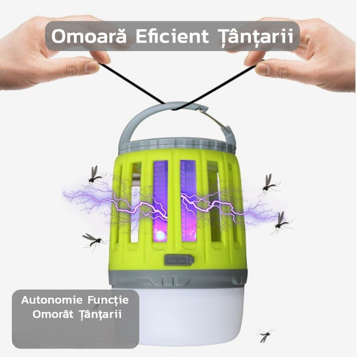 Lampă UV antiinsecte Vivimall, anti muste, anti tantari, Conectare la priza prin USB, portabil, 3.7 V, 200 lumeni, 8.5 x 13.3 cm, Verde - vivimall.ro