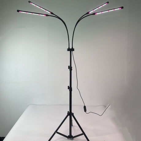 Lampa UV pentru cresterea plantelor, Vivimall, 4 capete, putere 30W, 108 LED-uri Lampa cu lumina Ultra-Violet, Lampa cu Picior Ajustabil pana la 2 m, Lumina UV Alb Rece - vivimall.ro