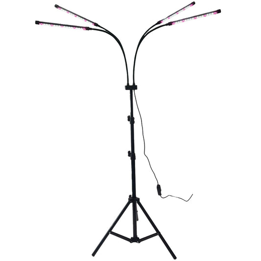 Lampa UV pentru cresterea plantelor, Vivimall, 4 capete, putere 30W, 108 LED-uri Lampa cu lumina Ultra-Violet, Lampa cu Picior Ajustabil pana la 2 m, Lumina UV Alb Rece - vivimall.ro