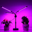 Lampă UV pentru creșterea plantelor, 15W, 3 capete flexibile, 72 LED-uri mov, înălțime reglabilă 65 cm, vedere frontală