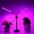 Lampă UV pentru creșterea plantelor, 10W, 2 capete, 48 LED-uri, lumină mov, înălțime reglabilă 65 cm, vedere frontală