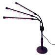 Lampă UV pentru creșterea plantelor, 15W, 3 capete, 54 LED-uri alb-mov, reglabilă 66,5 cm, vedere frontală