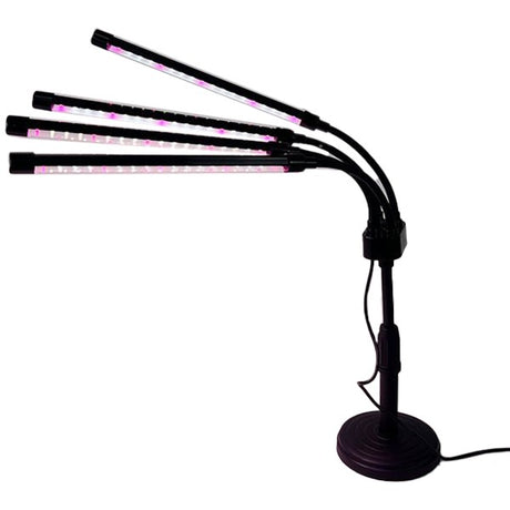 Lampa UV pentru cresterea plantelor, Vivimall, conectare la retea, 20W, 4 capete, 72 LED-uri, ajustabila pana la 66.5 cm, Lumina Alb Mov- - vivimall.ro