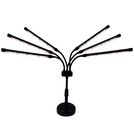 Lampa UV pentru cresterea plantelor, Vivimall, conectare la retea, 30W, 6 capete, 108 LED-uri, ajustabila pana la 68.5 cm, Lumina Alb Mov - vivimall.ro