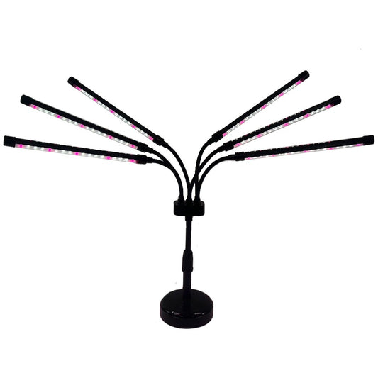 Lampa UV pentru cresterea plantelor, Vivimall, conectare la retea, 30W, 6 capete, 108 LED-uri, ajustabila pana la 68.5 cm, Lumina Alb Mov - vivimall.ro