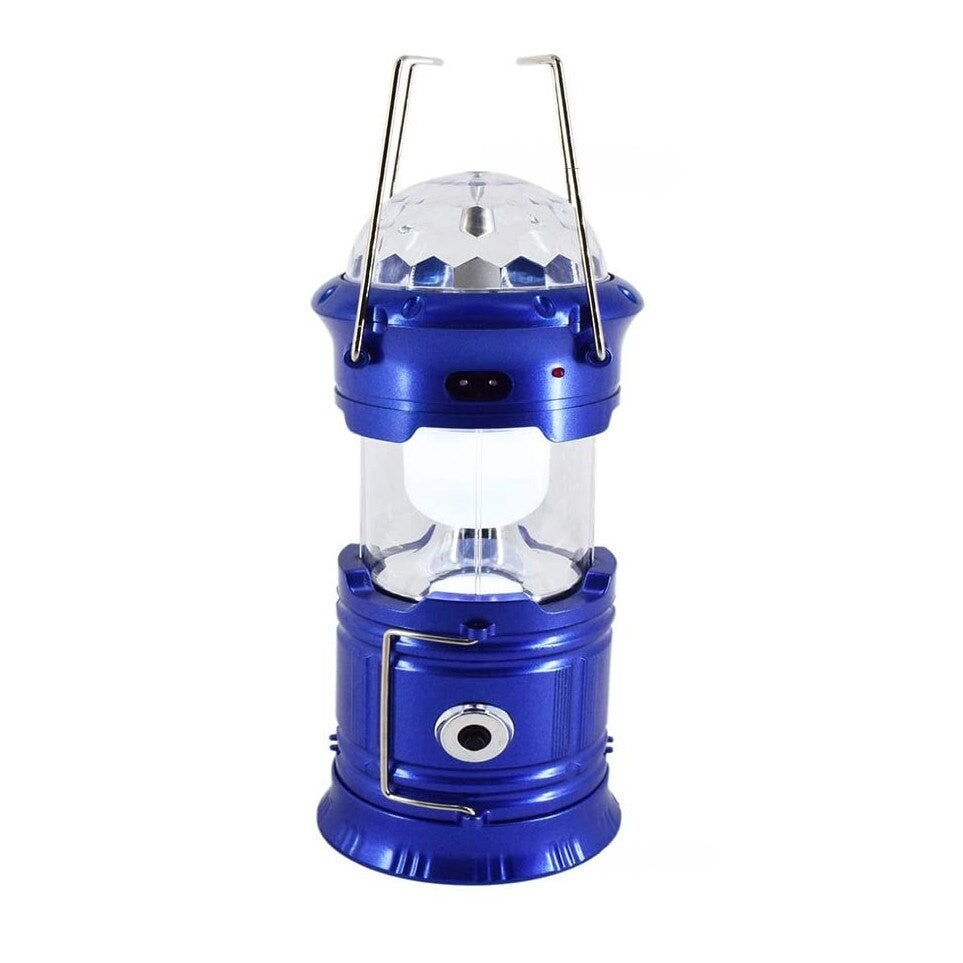 Lanternă pliabilă de camping Magic cool cu lampă disc și USB Vivimall, Lanterna, Felinar, Acumulator 1200 mAh, reincarcabila, 6 LED + 1 W + 3C culori, Albastru - vivimall.ro