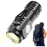 Lanterna cu 3 Nuclee Led, Vivimall, Incarcare USB, Autonomie 4-20h, Raza Maxima 100-200 m, 5W, 4 x 4 x 9 cm, Suport de Agatat, Fund Magnetic, Negru Galvanizat - vivimall.ro