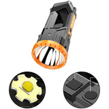 Lanterna LED, Vivimall, Incarcare USB, Autonomie 8-24h, 2 Surse de Lumina, Principal si Lateral, Raza Maxima 100-200 m, COB, 5W, 23 x 10 x 10 cm, Galben - vivimall.ro