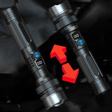 Lanterna LED Lumina Alba, Vivimall, Lanterna cu Zoom Telescopic, Baterie externa, din Aluminiu + ABS, 1800 mAh, 17 x 4 x 3 cm, Negru - vivimall.ro