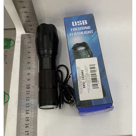 Lanterna Power Bank LED, Vivimall, Incarcare USB, Raza 300m, 5W, Model T9 Telescopic 14.7 -15.7 cm, Functie Zoom si Incarcare Telefon, Negru - vivimall.ro