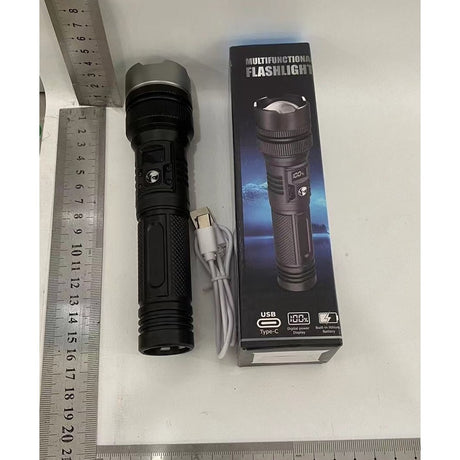 Lanterna Power Bank LED, Vivimall, Incarcare USB, Raza 200m, 10W, Model T6 Telescopic, Functie Zoom si Incarcare Telefon, 1800 mAh, Negru - vivimall.ro