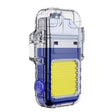 Lanternă breloc albastră cu brichetă COB 10W și sursă lumină 220 lumeni, vedere frontală completă