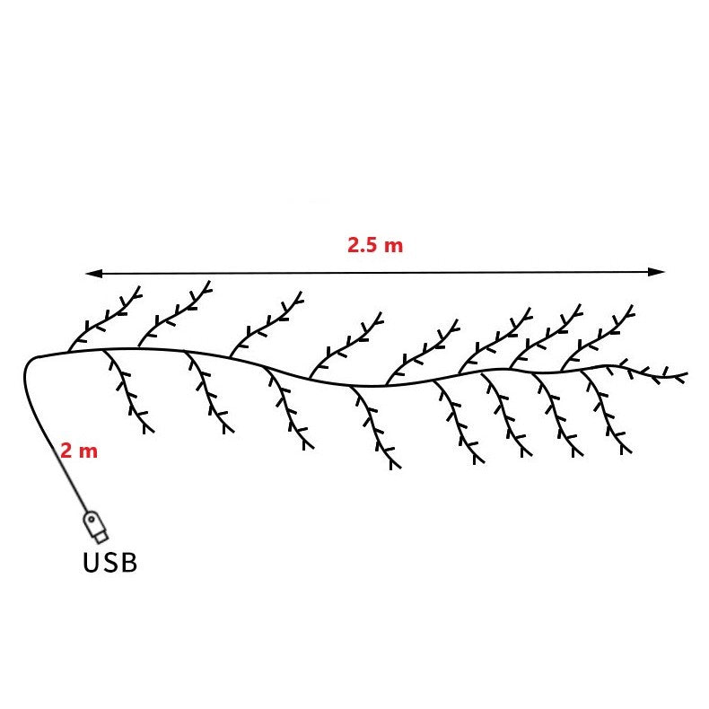 Instalatie Craciun tip Creanga Vivimall, 144 LED-uri, Conectare USB, 8 Jocuri de Lumini, Telecomanda, 2.5 m, Prelungitor 2 m, 3V, Fir Negru, Alb Cald - vivimall.ro