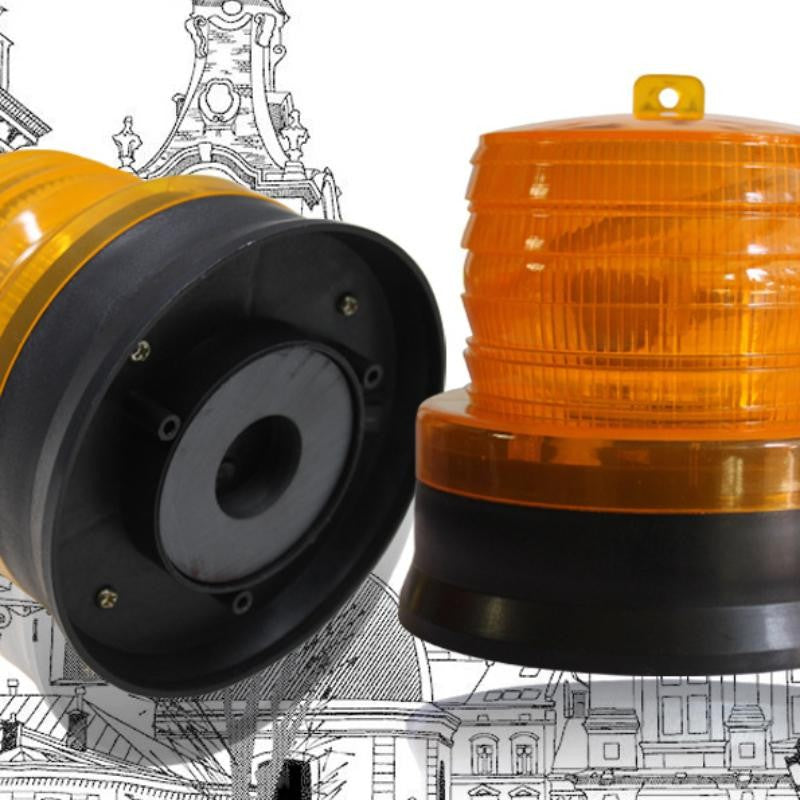 LED galben intermitent de atentionare cu incarcare solara Vivimall, 1.2 V, rezistent la apa IP65, panou solar incorporat, 11.5 x 11.6 cm, galben - vivimall.ro