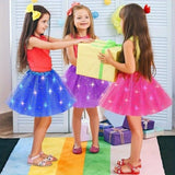 Fusta LED pentru Copii, Vivimall, Tutu de Balet pentru Fetite cu Luminite Multicolore Incorporate, Model Stelute, 30 cm Lungime, Albastru - vivimall.ro