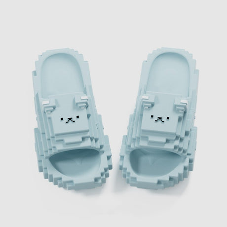 Papuci Casual pentru Adolescenti, Flippy, Model Unisex de Forma Pixel, Rezistenti Usori si Moi din Spuma EVA Antiderapanti, Marime 36-37, Albastru deschis - vivimall.ro