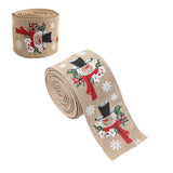 Panglica Decorativa pentru Craciun, Flippy, Ornament pentru Brad de Craciun, Pretreceri, Panglica cu Design Om de Zapada, 200 x 6.3 cm, Khaki- - vivimall.ro