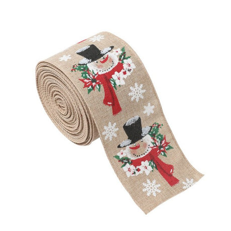 Panglica Decorativa pentru Craciun, Flippy, Ornament pentru Brad de Craciun, Pretreceri, Panglica cu Design Om de Zapada, 200 x 6.3 cm, Khaki- - vivimall.ro