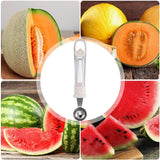 Lingura pentru Bile de Fructe, Vivimall, Scobitor Fructe, Ustensila Multifunctionala pentru Fructe, Accesoriu de Bucatarie, Lingura Antialunecare pentru Salata de Fructe, 17.6 x 2.9 cm, Bej - vivimall.ro