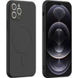 Husa protectie Vivimall compatibila cu iPhone 12 Pro (6.1), Liquid MagSafe, ring-shaped, magnetica, Negru - vivimall.ro