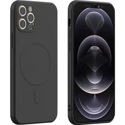 Husa protectie Vivimall compatibila cu iPhone 14 Pro , Liquid MagSafe, ring-shaped, magnetica, Negru - vivimall.ro